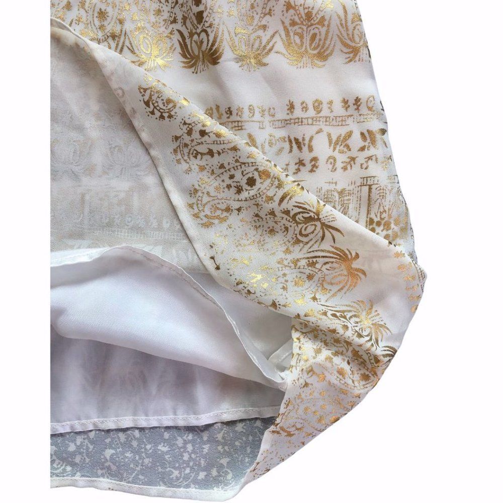 Mark. Gold Shimmery Metallic Cream/Gold Strappy Mini Dress | EUC - Size Small - Picture 6 of 13